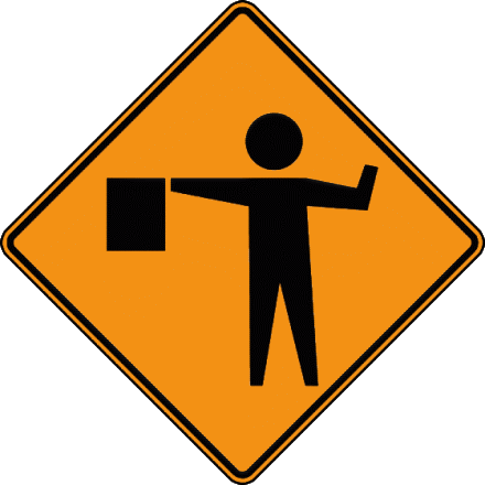 flagger ahead Road Work Ahead!